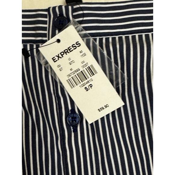 Express Women's Blouse Off Shoulder Button Up Striped Size S - Picture 6 of 7